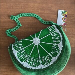 Viral Lime Green Beaded Shoulder Bag